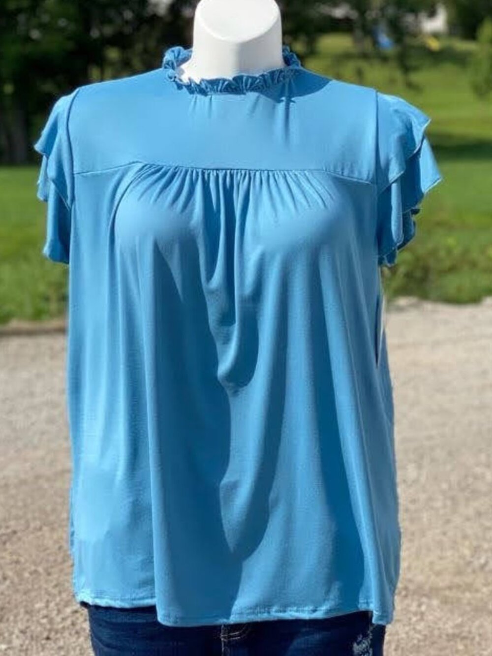 Plus Size gathered mock neck layered ruffle sleeve top NWT